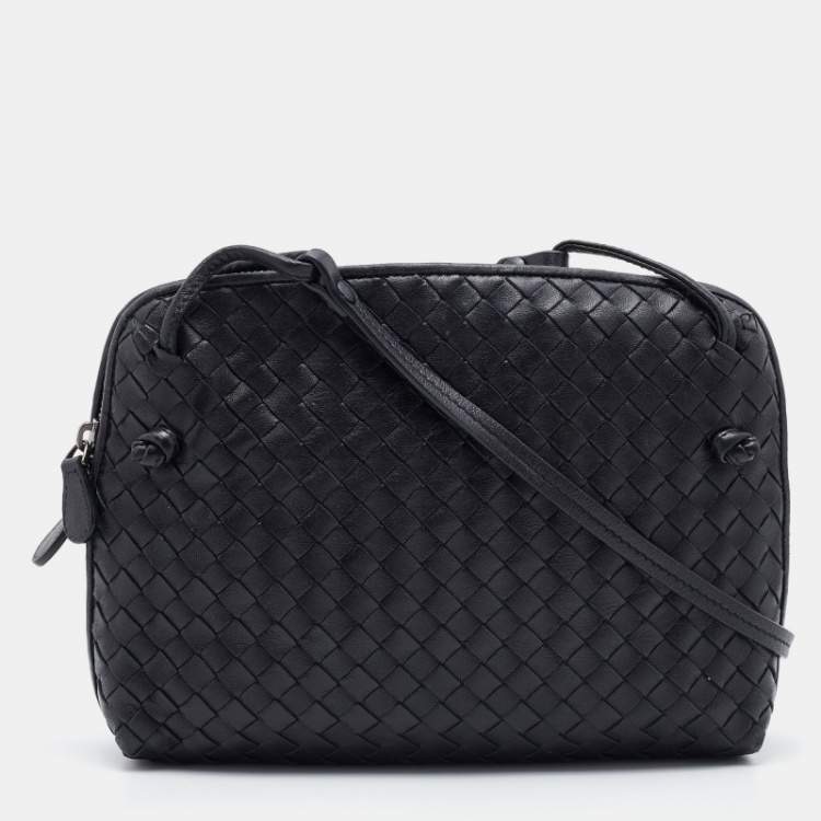 Bottega Veneta Black Intrecciato Leather Large Nodini Crossbody Bag Bottega  Veneta