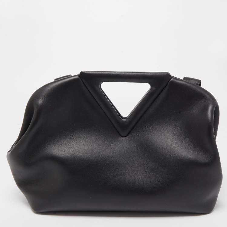 Pre Owned Bottega Veneta Black Leather Medium Point Shoulder Bag