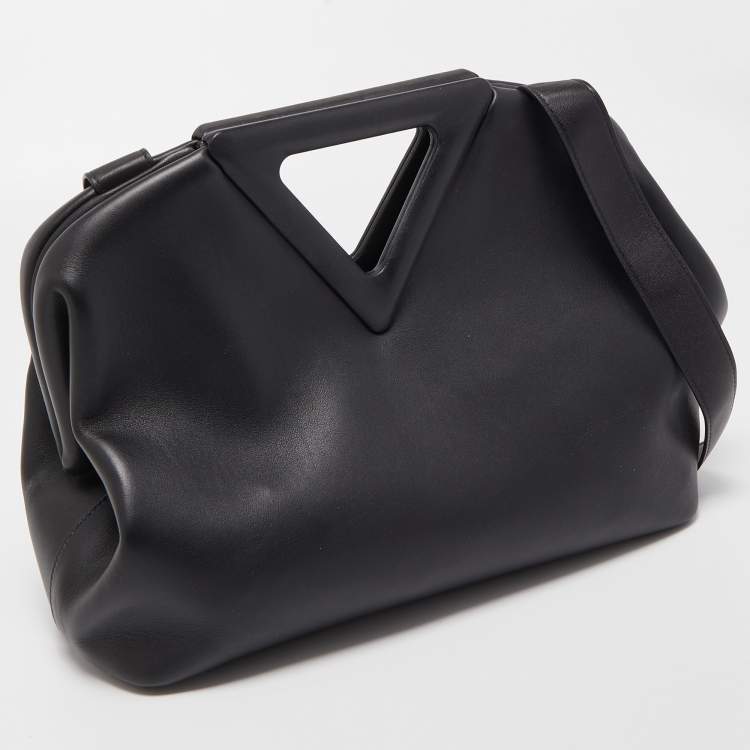 Pre Owned Bottega Veneta Black Leather Medium Point Shoulder Bag