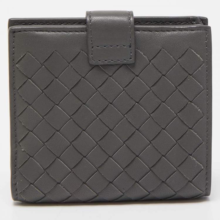 Pre Owned Bottega Veneta Grey Intrecciato Leather Bifold Wallet