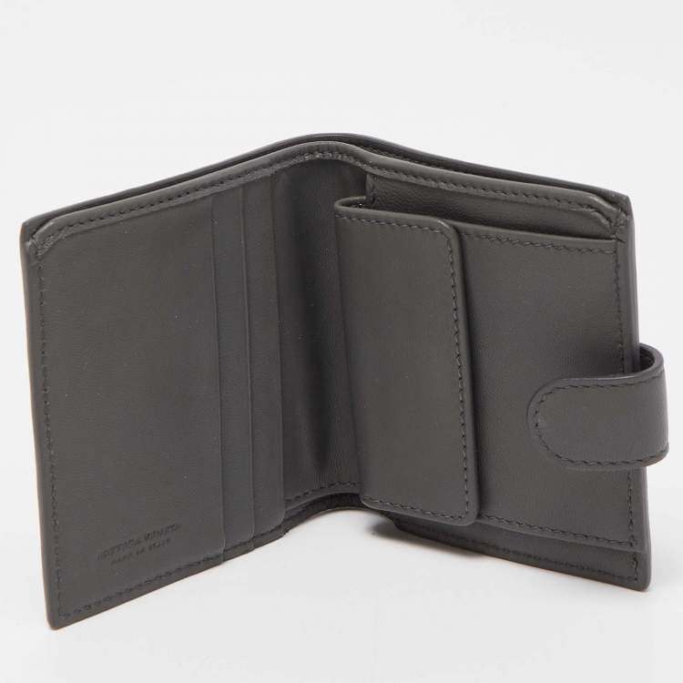 Pre Owned Bottega Veneta Grey Intrecciato Leather Bifold Wallet