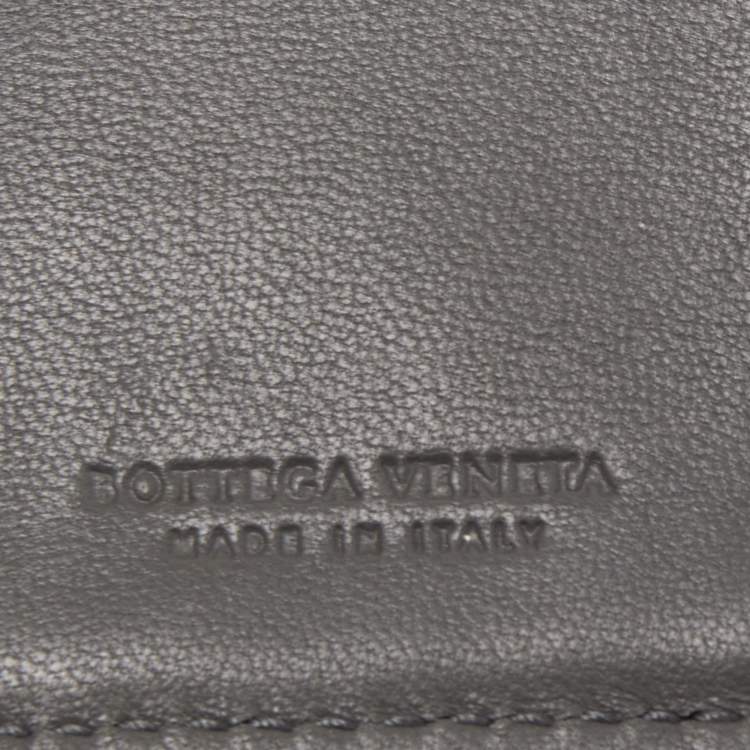 Pre Owned Bottega Veneta Grey Intrecciato Leather Bifold Wallet
