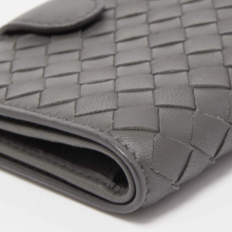 Pre Owned Bottega Veneta Grey Intrecciato Leather Bifold Wallet