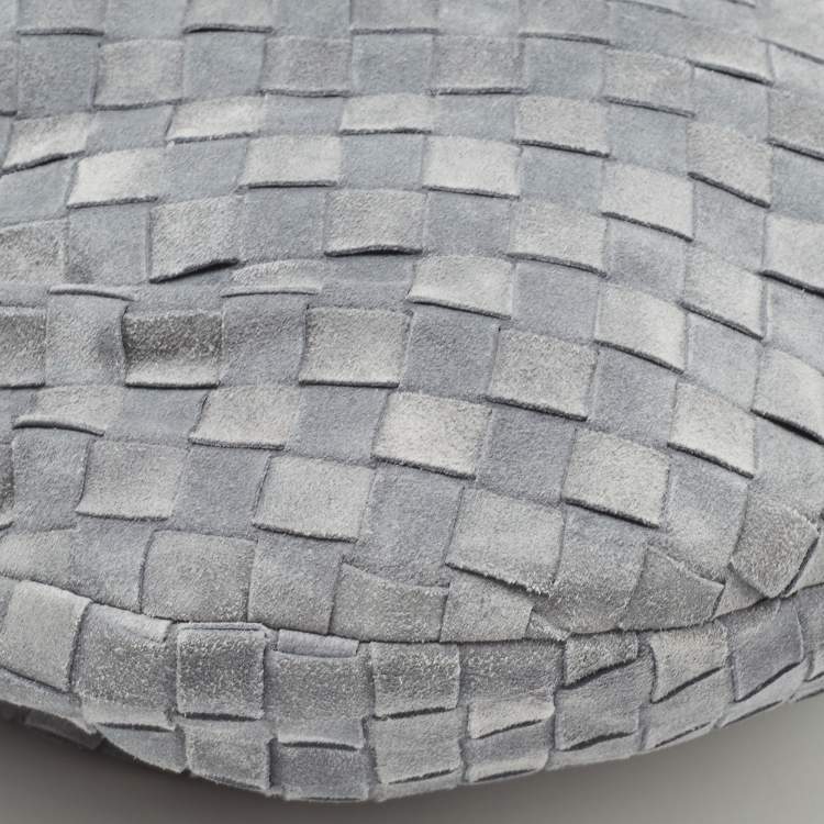 Pre Owned Bottega Veneta Grey Intrecciato Suede BV Jdoie Hobo