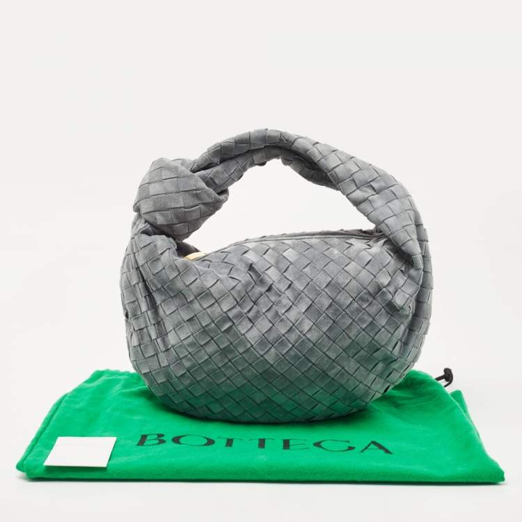 Pre Owned Bottega Veneta Grey Intrecciato Suede BV Jdoie Hobo
