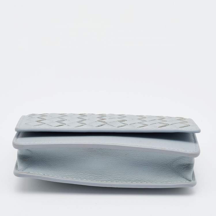 Pre Owned Bottega Veneta Grey Intrecciato Leather Business Card Case