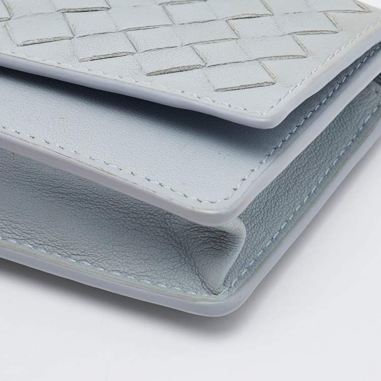 Pre Owned Bottega Veneta Grey Intrecciato Leather Business Card Case