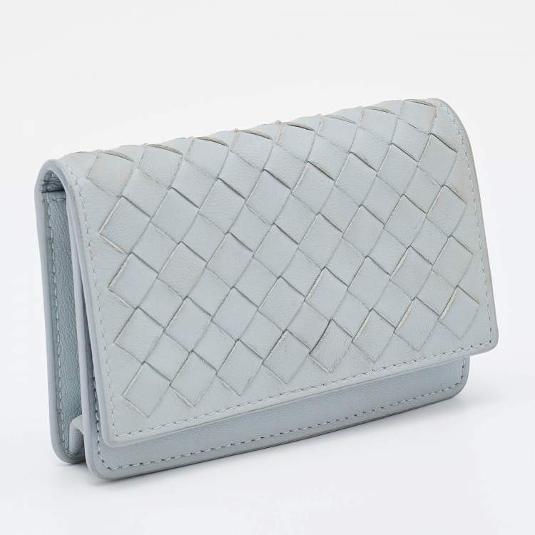 Pre Owned Bottega Veneta Grey Intrecciato Leather Business Card Case