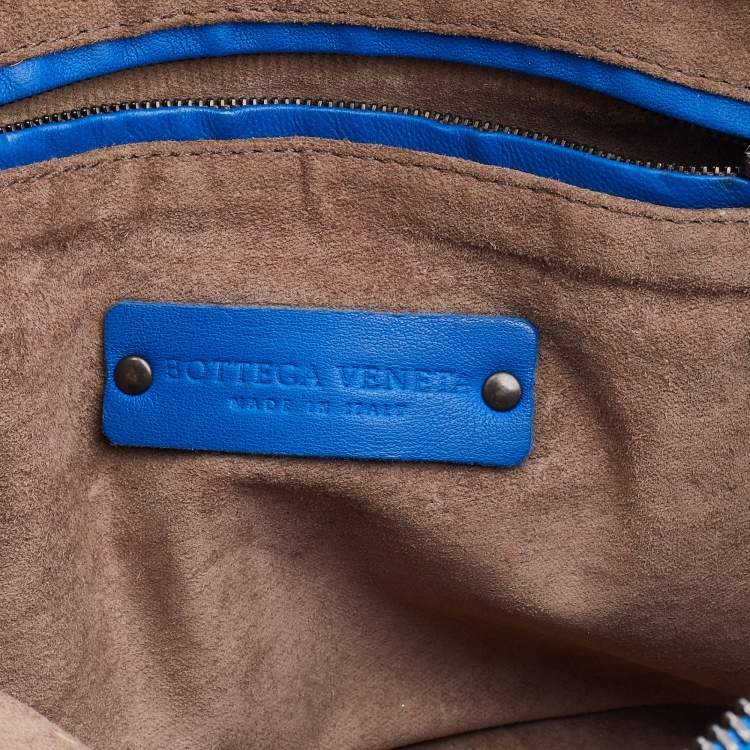 Pre Owned Bottega Veneta Blue Intrecciato Leather Nodini Crossbody Bag