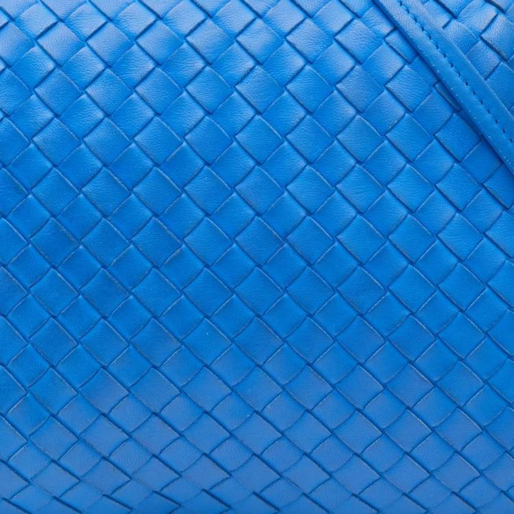 Pre Owned Bottega Veneta Blue Intrecciato Leather Nodini Crossbody Bag