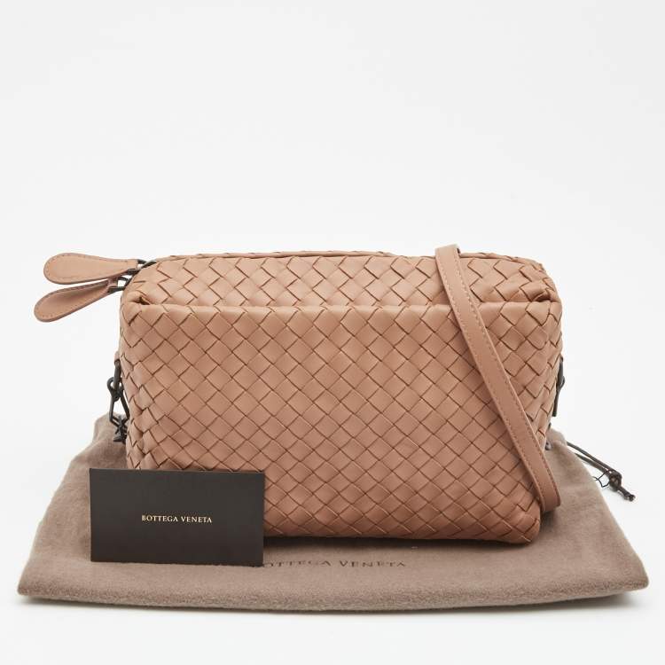 Pre Owned Bottega Veneta Beige Intrecciato Leather Crossbody Bag