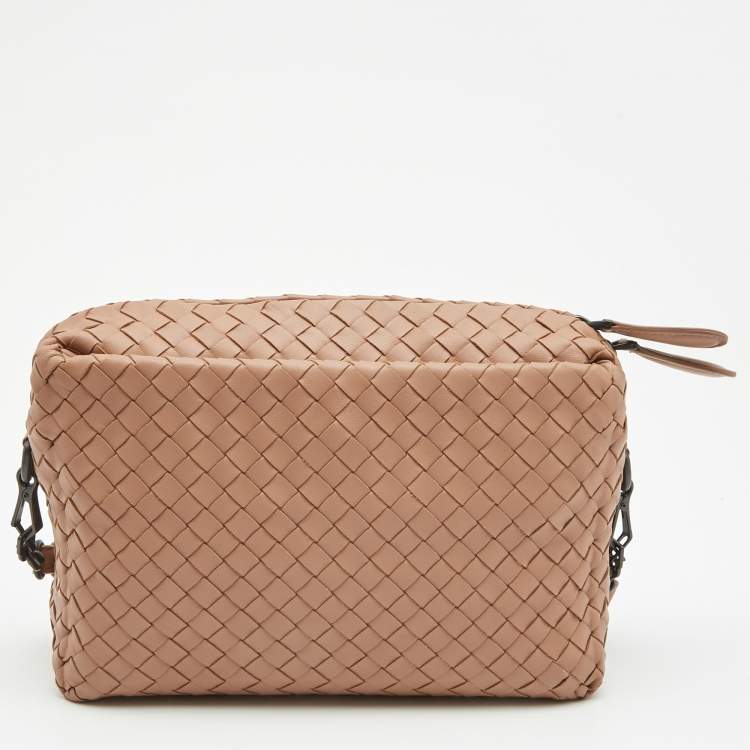 Pre Owned Bottega Veneta Beige Intrecciato Leather Crossbody Bag