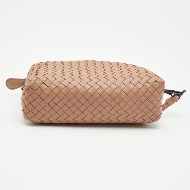 Pre Owned Bottega Veneta Beige Intrecciato Leather Crossbody Bag