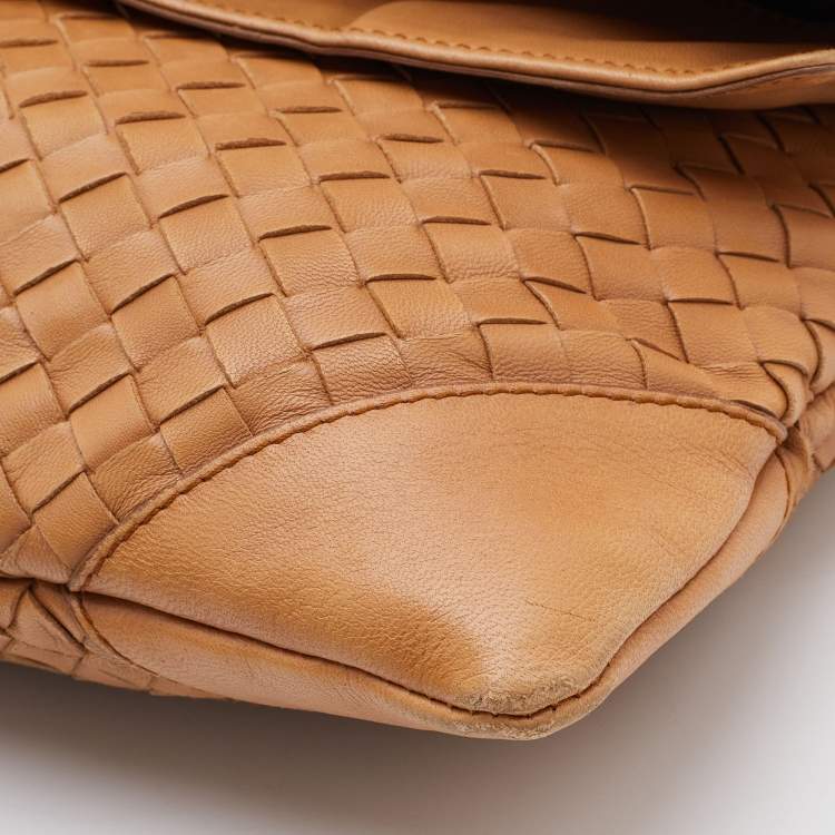 Pre Owned Bottega Veneta Tan Intrecciato Leather Shoulder Bag