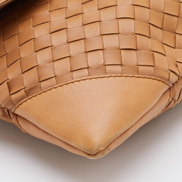 Pre Owned Bottega Veneta Tan Intrecciato Leather Shoulder Bag