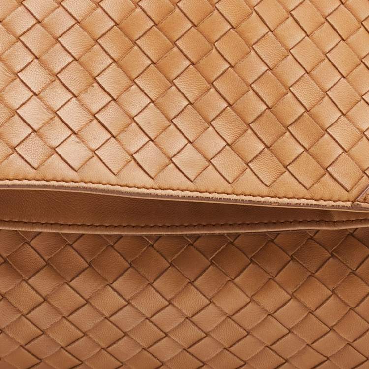 Pre Owned Bottega Veneta Tan Intrecciato Leather Shoulder Bag