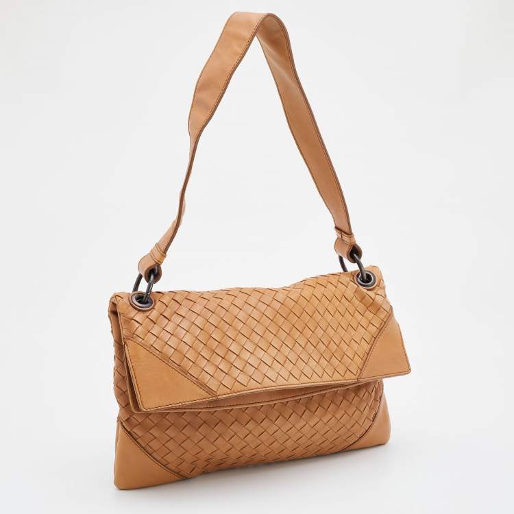 Pre Owned Bottega Veneta Tan Intrecciato Leather Shoulder Bag
