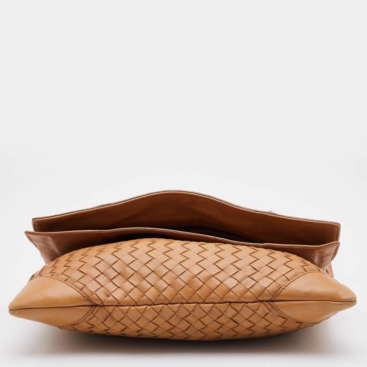 Pre Owned Bottega Veneta Tan Intrecciato Leather Shoulder Bag