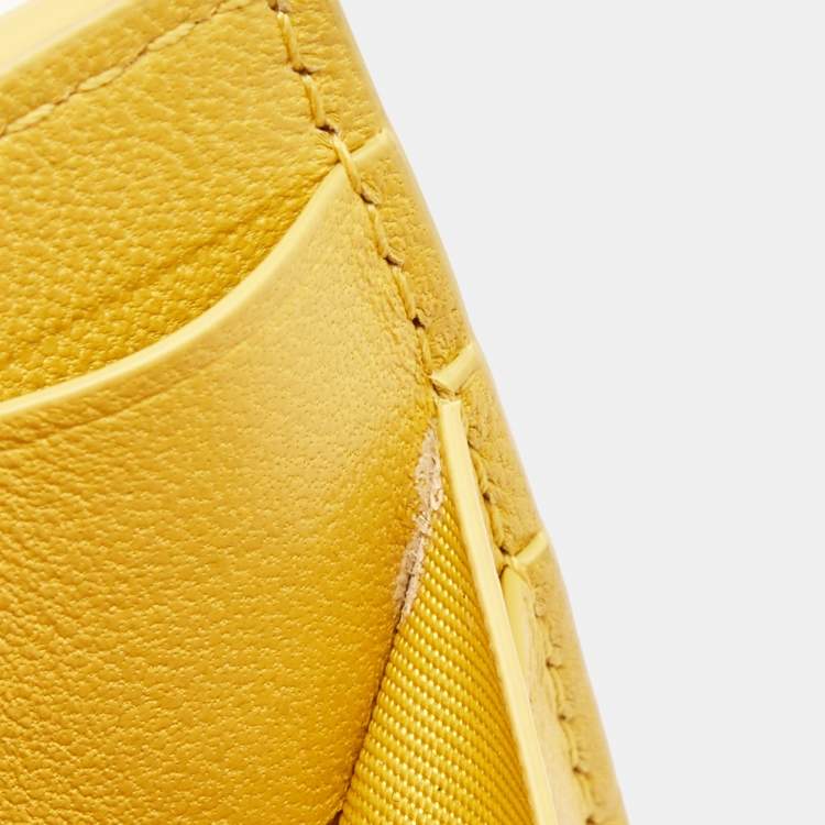Pre Owned Bottega Veneta Yellow Intrecciato Leather Cassette Card Holder