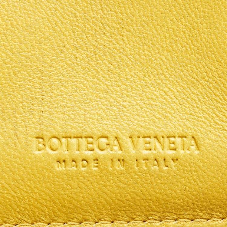Pre Owned Bottega Veneta Yellow Intrecciato Leather Cassette Card Holder
