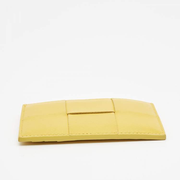 Pre Owned Bottega Veneta Yellow Intrecciato Leather Cassette Card Holder