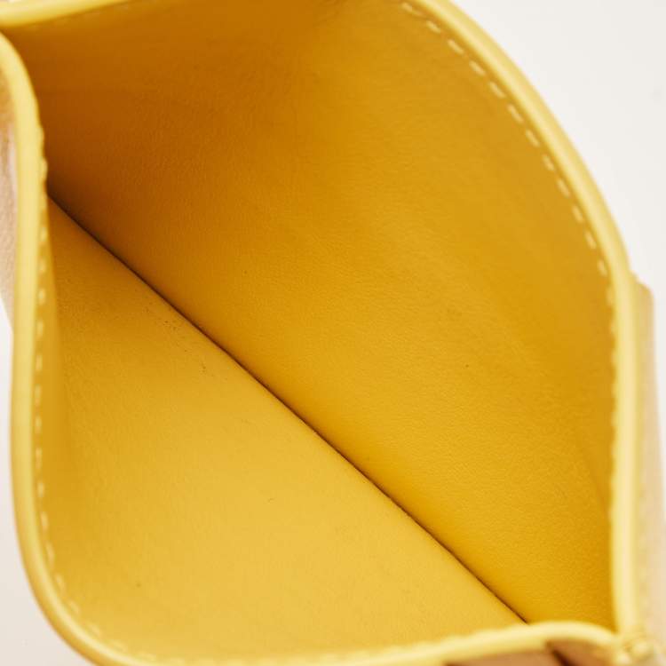 Pre Owned Bottega Veneta Yellow Intrecciato Leather Cassette Card Holder