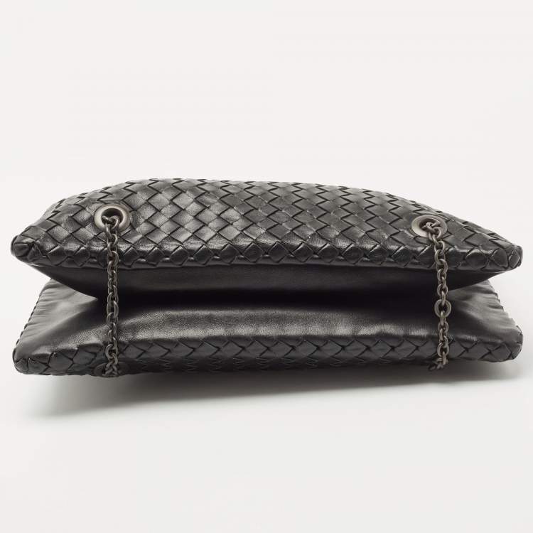 Pre Owned Bottega Veneta Black Intrecciato Leather Duo Shoulder Bag