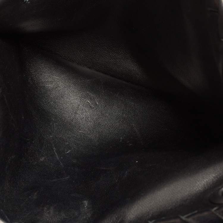 Pre Owned Bottega Veneta Black Intrecciato Leather Duo Shoulder Bag