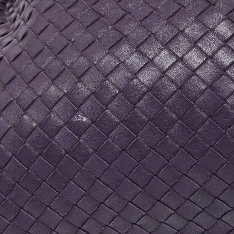 Pre Owned Bottega Veneta Purple Intrecciato Leather Maxi Convertible Tote