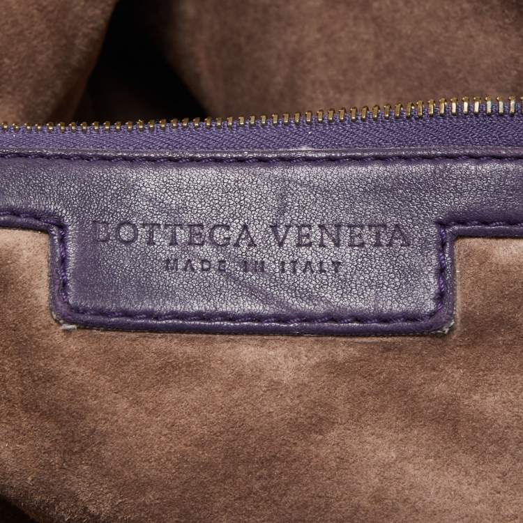 Pre Owned Bottega Veneta Purple Intrecciato Leather Maxi Convertible Tote