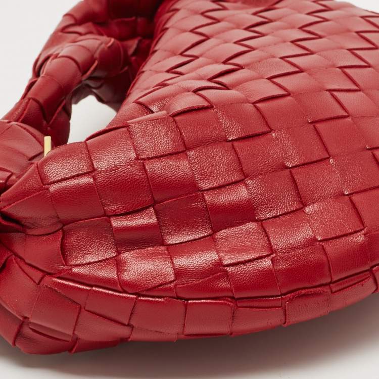 Pre Owned Bottega Veneta Red Intrecciato Leather Mini BV Jodie Bag