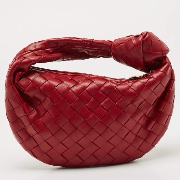 Pre Owned Bottega Veneta Red Intrecciato Leather Mini BV Jodie Bag