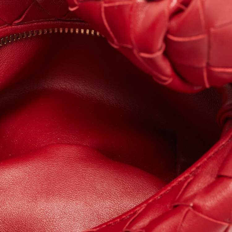 Pre Owned Bottega Veneta Red Intrecciato Leather Mini BV Jodie Bag