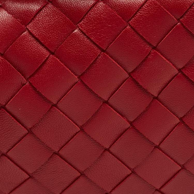 Pre Owned Bottega Veneta Red Intrecciato Leather Mini BV Jodie Bag