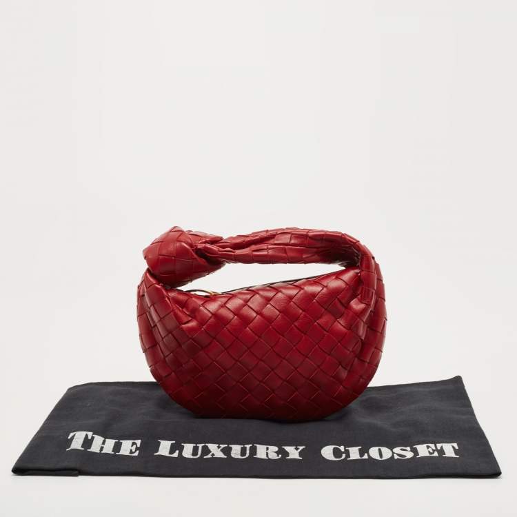 Pre Owned Bottega Veneta Red Intrecciato Leather Mini BV Jodie Bag