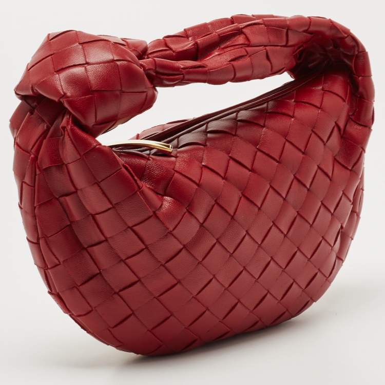 Pre Owned Bottega Veneta Red Intrecciato Leather Mini BV Jodie Bag