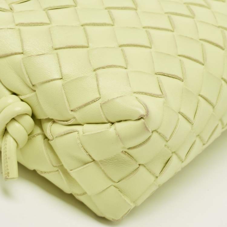 Pre Owned Bottega Veneta Light Green Intrecciato Leather Mini Loop Camera Crossbody Bag