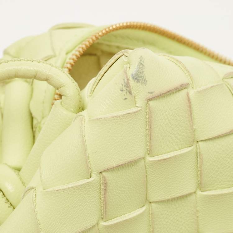 Pre Owned Bottega Veneta Light Green Intrecciato Leather Mini Loop Camera Crossbody Bag