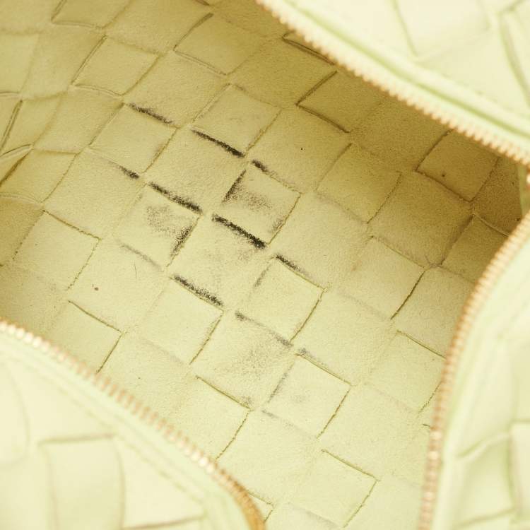 Pre Owned Bottega Veneta Light Green Intrecciato Leather Mini Loop Camera Crossbody Bag
