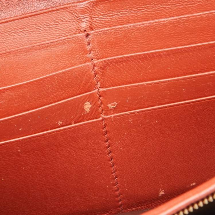 Pre Owned Bottega Veneta Rust Intrecciato Leather Flap Continental Wallet