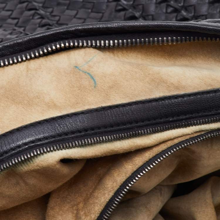 Pre Owned Bottega Veneta Black Intrecciato Twist Leather Maxi Veneta Hobo