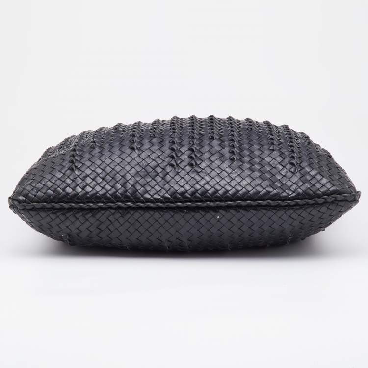Pre Owned Bottega Veneta Black Intrecciato Twist Leather Maxi Veneta Hobo