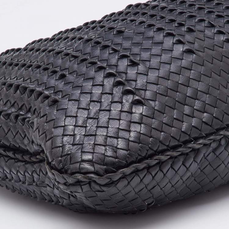 Pre Owned Bottega Veneta Black Intrecciato Twist Leather Maxi Veneta Hobo