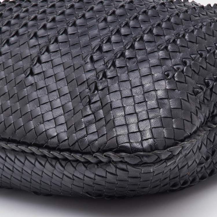 Pre Owned Bottega Veneta Black Intrecciato Twist Leather Maxi Veneta Hobo