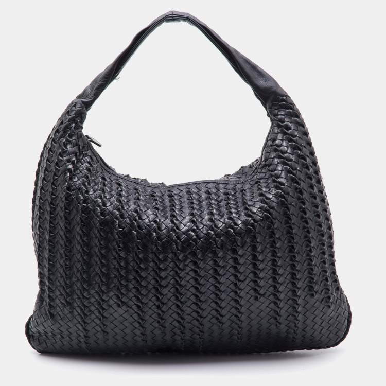 Bottega Veneta Black Intrecciato Twist Leather Maxi Veneta Hobo Bottega ...