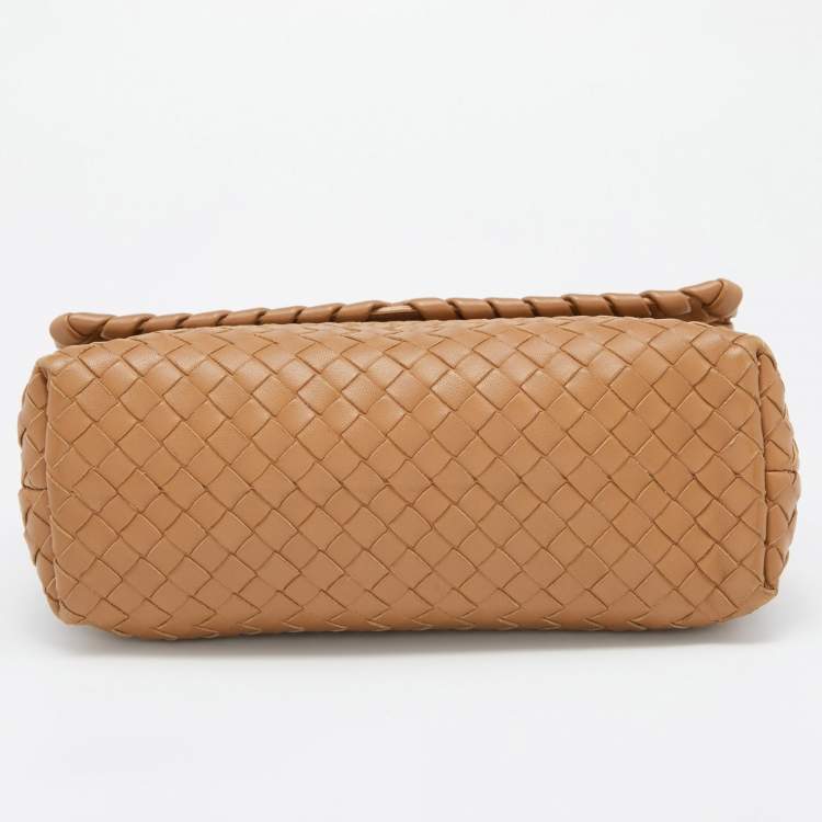 Pre Owned Bottega Veneta Beige Intrecciato Leather Small Olimpia Shoulder Bag