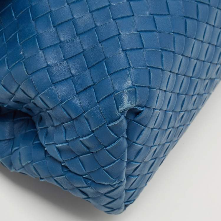 Pre Owned Bottega Veneta Blue/Black Intrecciato Leather and Karung Flap Chain Bag