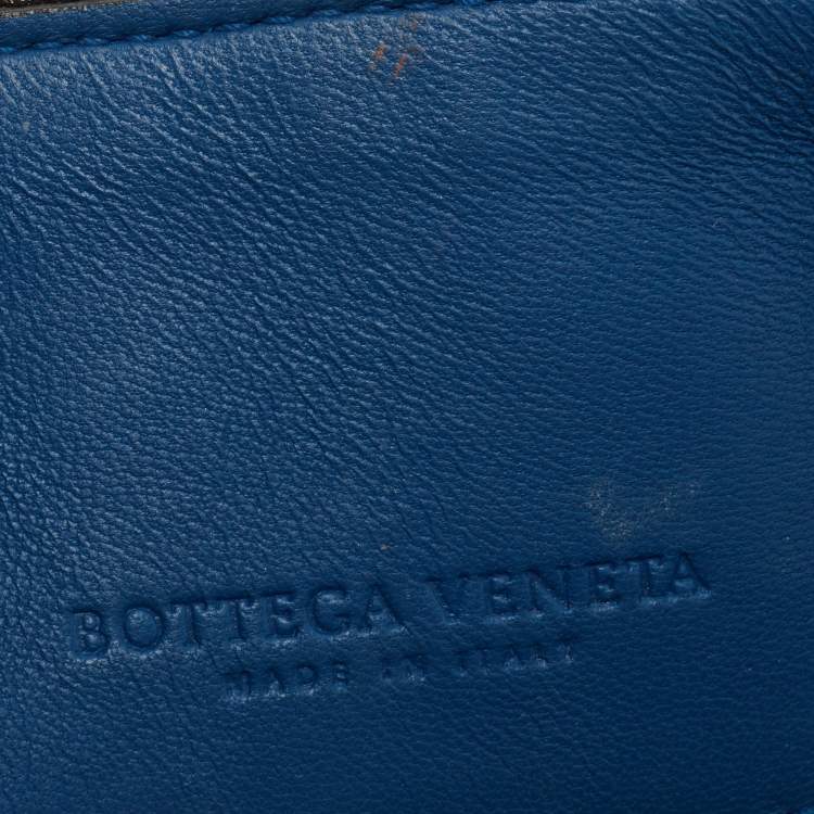 Pre Owned Bottega Veneta Blue/Black Intrecciato Leather and Karung Flap Chain Bag
