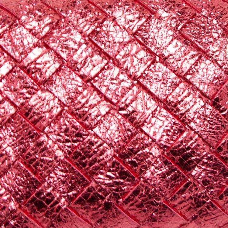 Pre Owned Bottega Veneta Red Intrecciato Foil Leather Mini Loop Camera Crossbody Bag
