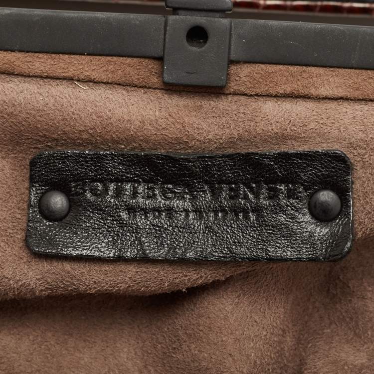 Pre Owned Bottega Veneta Black/Brown Python And Intrecciato Leather Clutch Bag